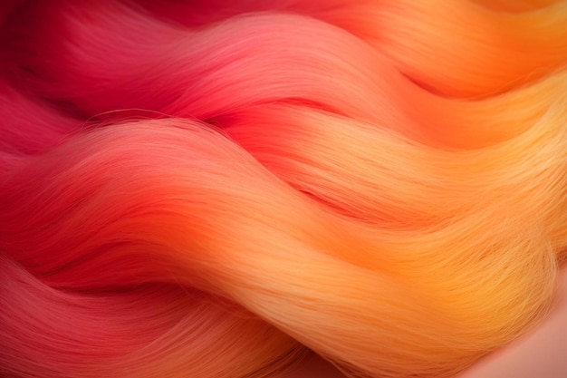 una foto de una peluca con cabello naranja y rosa.