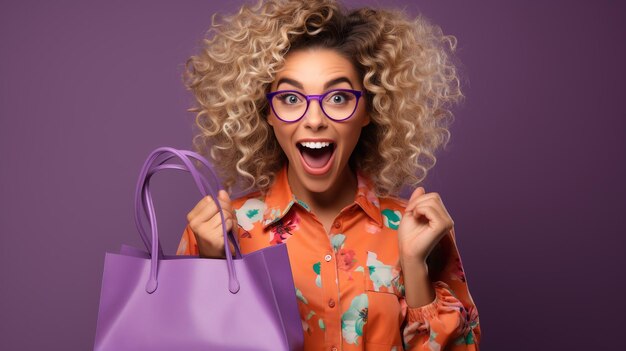 foto pensativa de mulher de verão, óculos de sol e bolsa de mão gerada por IA