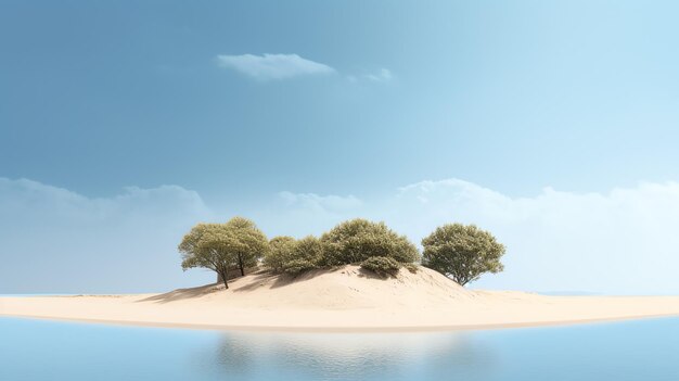 Foto de una pequeña isla con vista de paisaje de árboles pequeños generada por ai