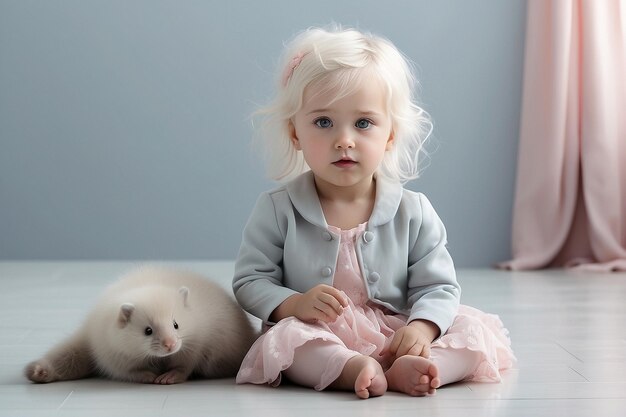 foto pequeño bebé se sienta en una canasta de mimbre