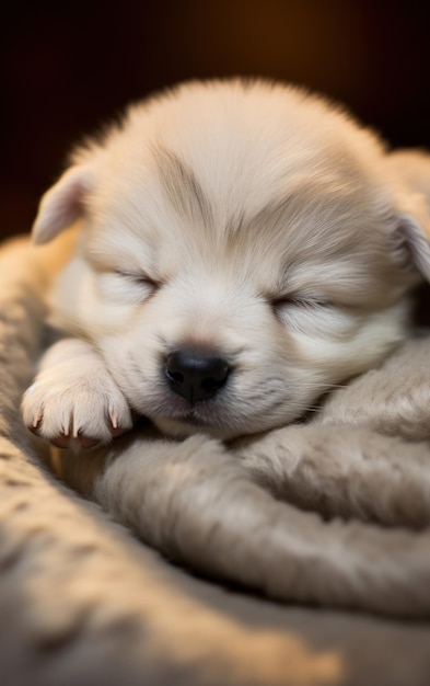 Una foto de un pequeño canino durmiendo cómodamente