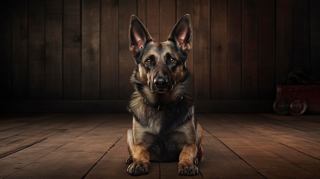 Una foto de un perro bien educado sentado cuando se le ordena.