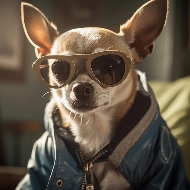 FOTO Un perro con gafas de sol y una chaqueta que dice amo a los perros