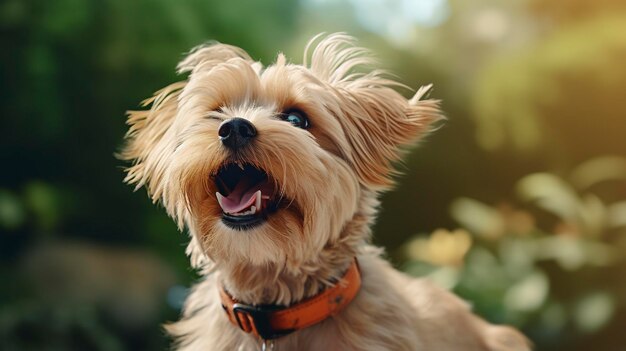 Una foto de un perro respondiendo a órdenes de recordar.