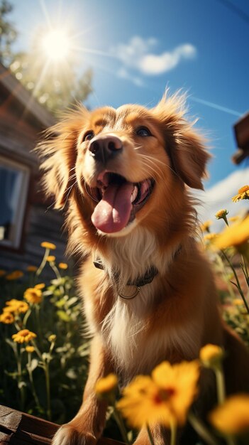 foto perro sonrisa feliz verdadero día soleado