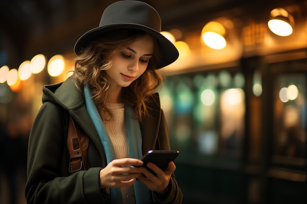 Foto de una persona que usa un teléfono inteligente al aire libre