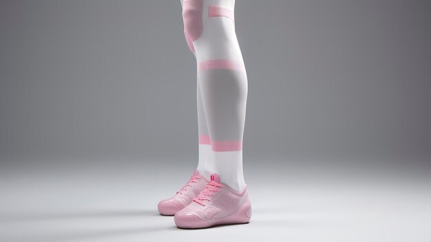 Una foto de un personaje 3D con calcetines de compresión