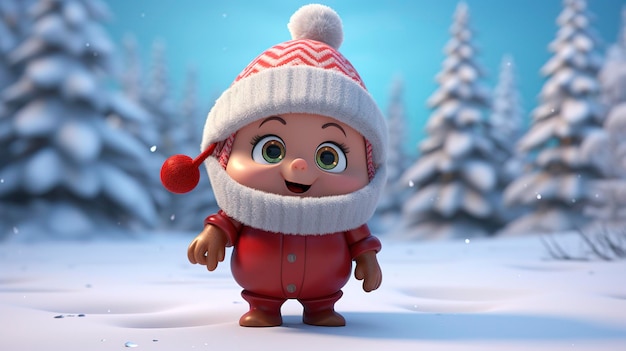 Una foto de un personaje 3D en un país de las maravillas de invierno