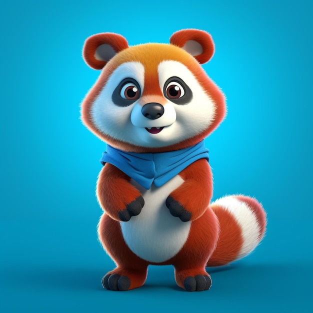 Foto de un personaje en 3D del panda rojo El espíritu de la montaña generativo ai