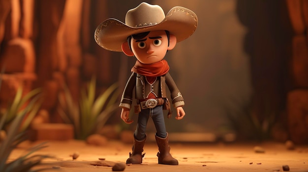 Una foto de un personaje 3D con un sombrero de vaquero