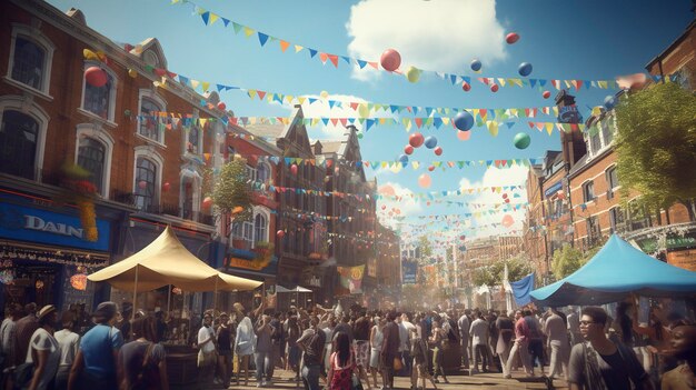 Una foto de personas disfrutando de un vibrante festival callejero