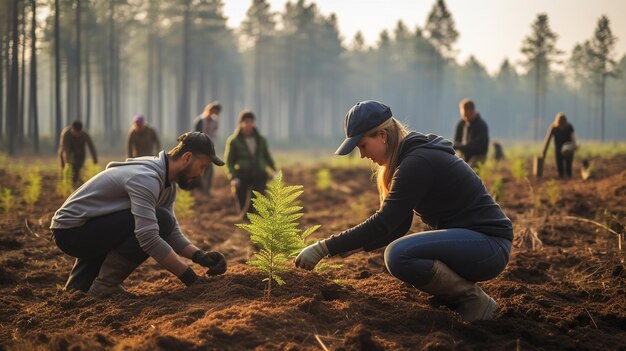 Foto foto de personas plantando.