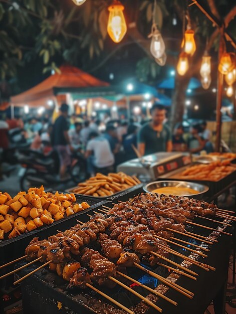 Foto de personas reuniéndose para un picnic en una animada noche indonesia M Actividades familiares Cuidado laboral