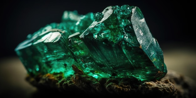 Foto de piedra mineral esmeralda cerrar macro ai generativo