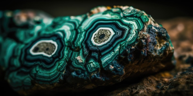 Foto de la piedra mineral malaquita de primer plano macro generativo ai