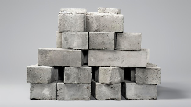 Una foto de una pila aislada de bloques de hormigón en un sitio de construcción