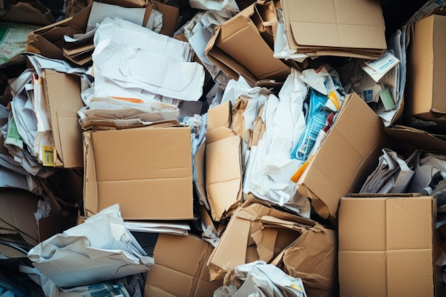 foto de una pila de cajas de cartón utilizadas restos de papel papel desechado destinado al papel