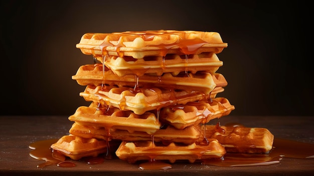 Una foto de una pila de waffles belgas
