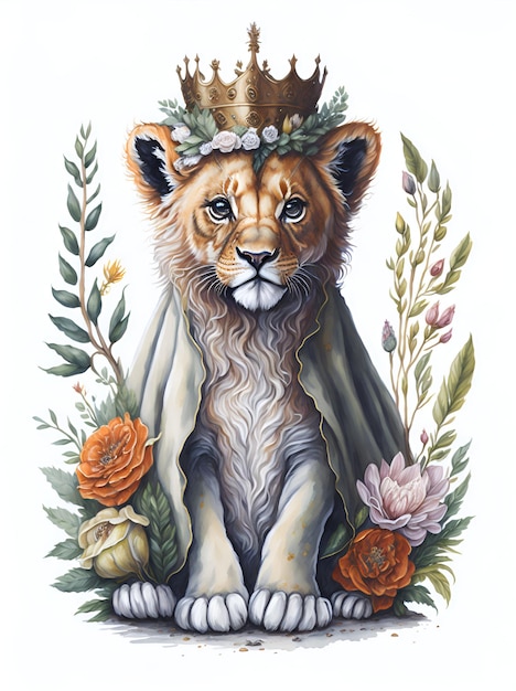 Foto de una pintura de un león con una corona
