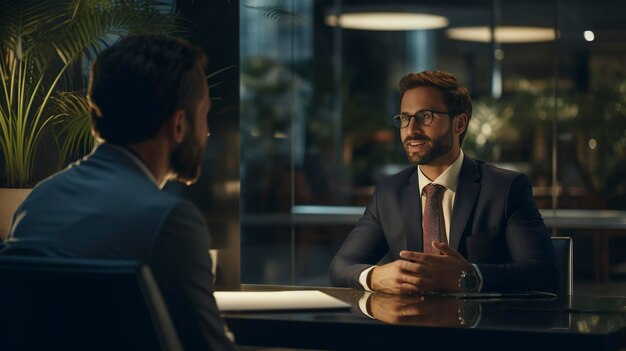 Una foto de un planificador financiero discutiendo inversiones