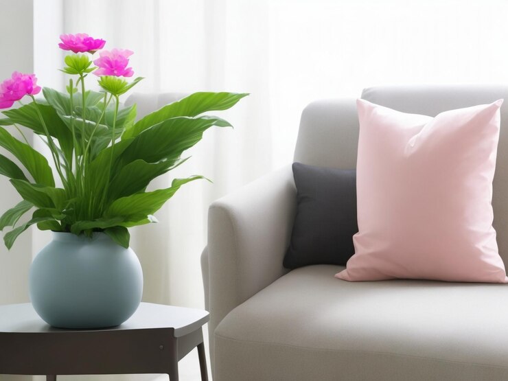 foto de una planta de jarrón en la decoración de la mesa en la silla del sofá