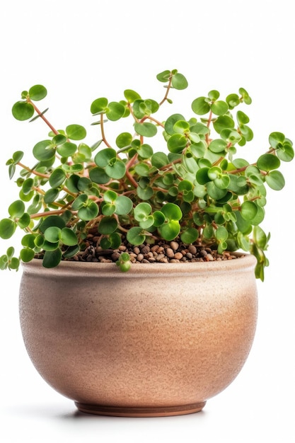 Foto de planta en maceta interior decorativa aislado fondo blanco.