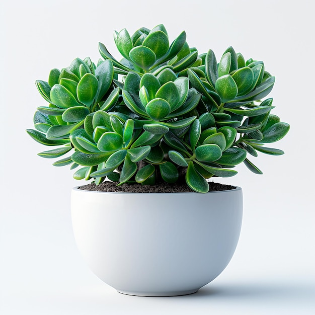 Foto foto de plantas de interior planta de jade crassula ovata en una olla blanca sobre un fondo blanco aislado