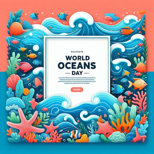 Foto foto y plantilla del día mundial de los océanos generada por ia