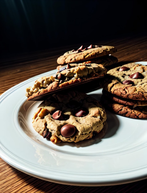 Foto plato con galletas de chocolate