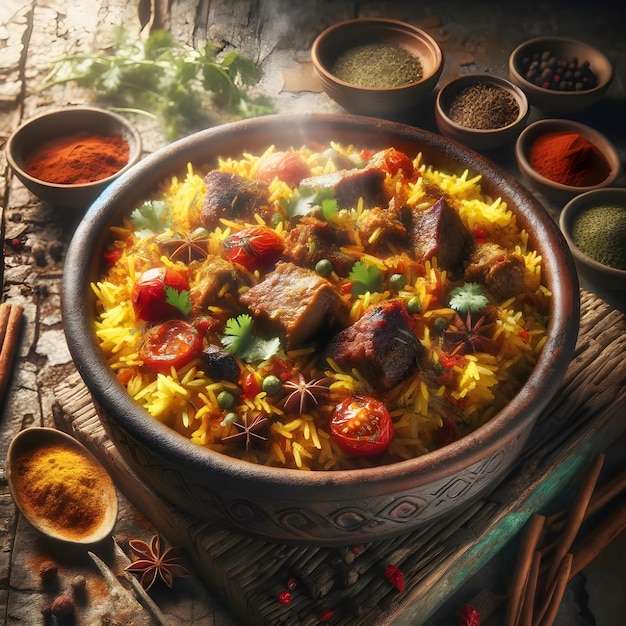 Foto de un plato tradicional de biryani