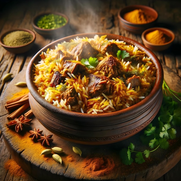 Foto de un plato tradicional de biryani