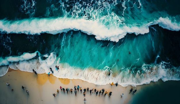 Una foto de una playa con gente en ella.