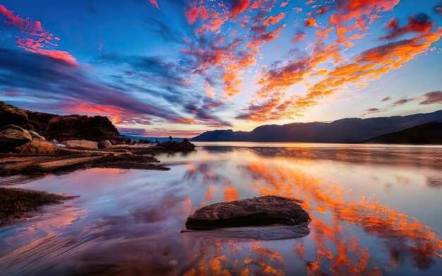 Foto de playa paradisíaca durante el día con puesta de sol.