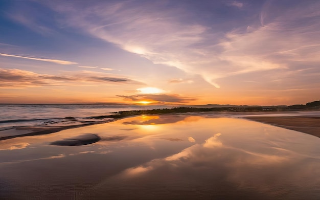 Foto de playa paradisíaca durante el día con puesta de sol.