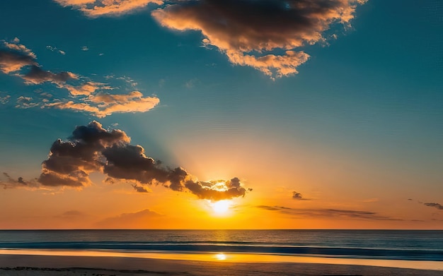 Foto de playa paradisíaca durante el día con puesta de sol.