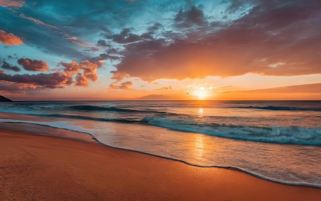Foto de playa paradisíaca durante el día con puesta de sol.