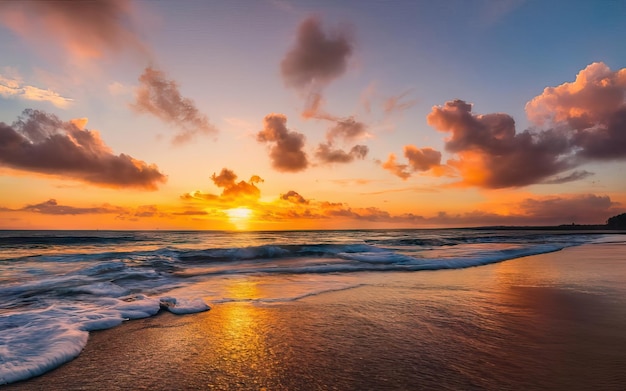 Foto foto de playa paradisíaca durante el día con puesta de sol.