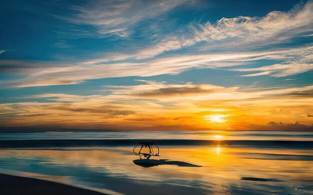 Foto de playa paradisíaca durante el día con puesta de sol.