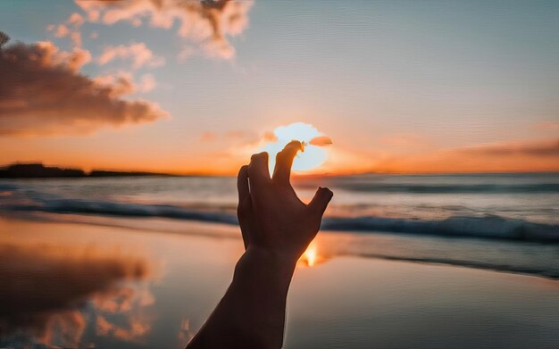 Foto de la playa del paraíso durante el día con la puesta de sol