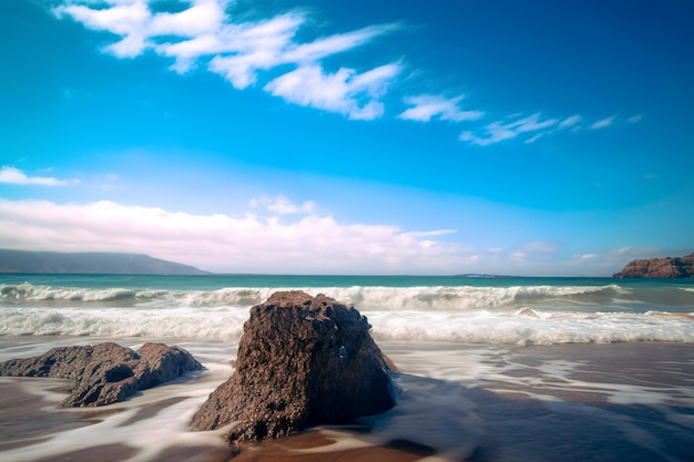 Foto foto de playa con rocas