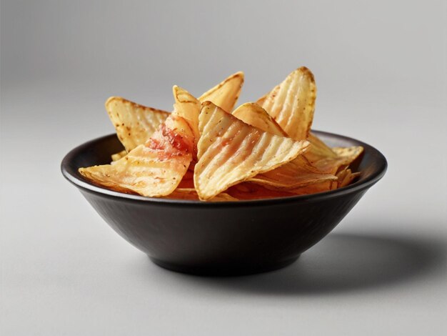 Foto png patatas fritas triangulares en un cuenco con salsa aislada sobre fondo blanco