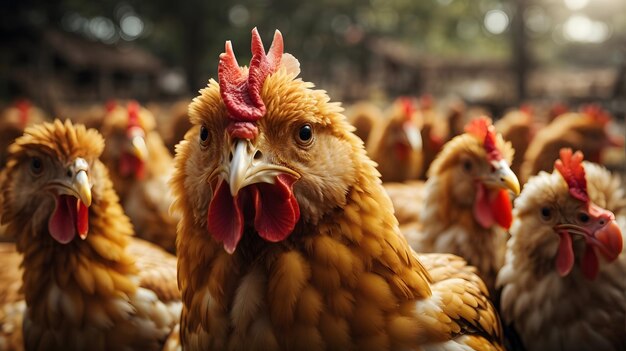 foto pollo marrón en las aves de corral