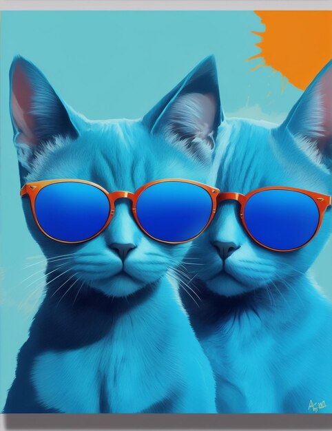 Foto popart de gatos de raza pura con gafas de sol