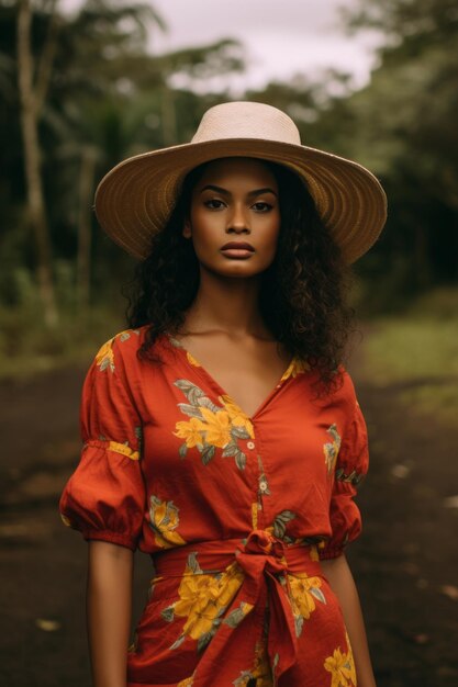 foto de pose dinámica emocional mujer brasileña en otoño