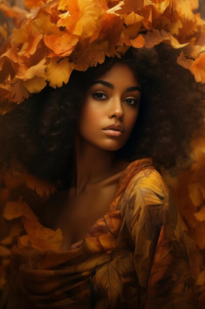 foto de pose dinámica emocional mujer brasileña en otoño