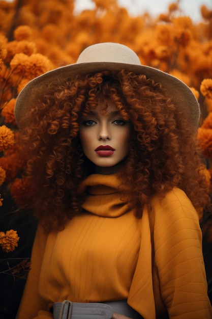 foto de pose dinámica emocional mujer brasileña en otoño