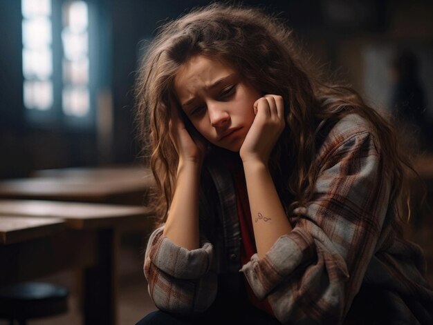 foto de pose dinámica emocional niño europeo en la escuela