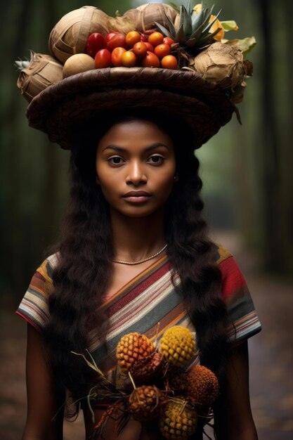 foto de una pose emocional dinámica de una mujer brasileña en otoño