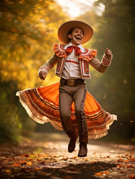 Foto foto de una postura emocional dinámica de un hombre mexicano en otoño