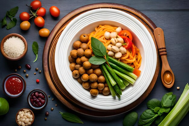 foto prato de tigela de Buda com legumes e leguminosas